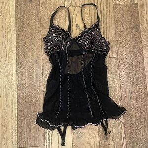 Vintage Black and Pink Lingerie Top